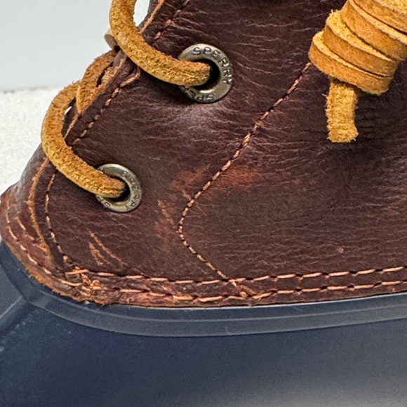 Sperry Women’s Saltwater Brown and Navy Duck Boots Size 9 - Picture 11 of 15